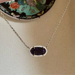 Kendra Scott Gold Elisa Necklace with Purple Drusy Pendant